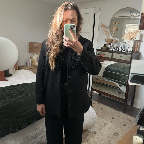 & Other Stories Fringe Black Button Down Jacket - Picture 7 of 11